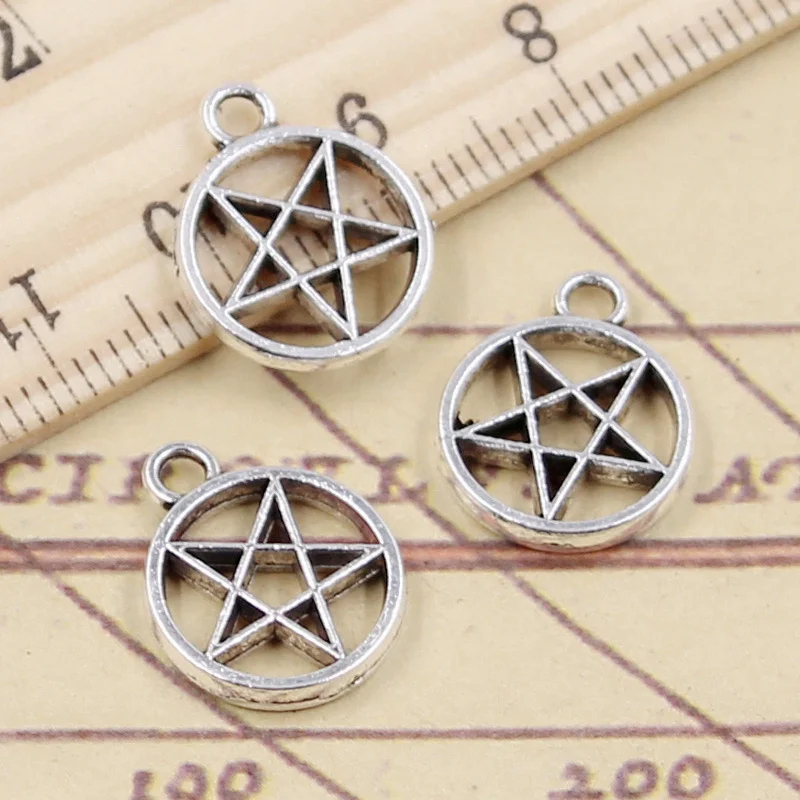 

20pcs Charms Star Pentagram 17x14mm Tibetan Silver Color Pendants Antique Jewelry Making DIY Handmade Craft