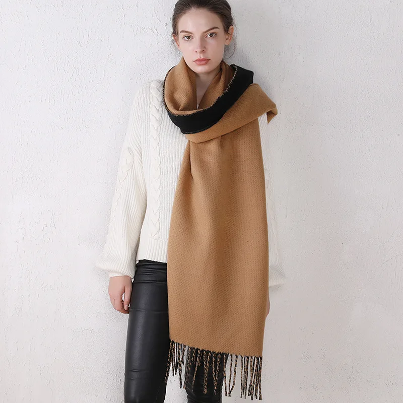 

New Shawl Female 2020 Cashmere Feel Solid Color Double-sided Scarf Scarfs for Ladies Autumn Winter Pashmina