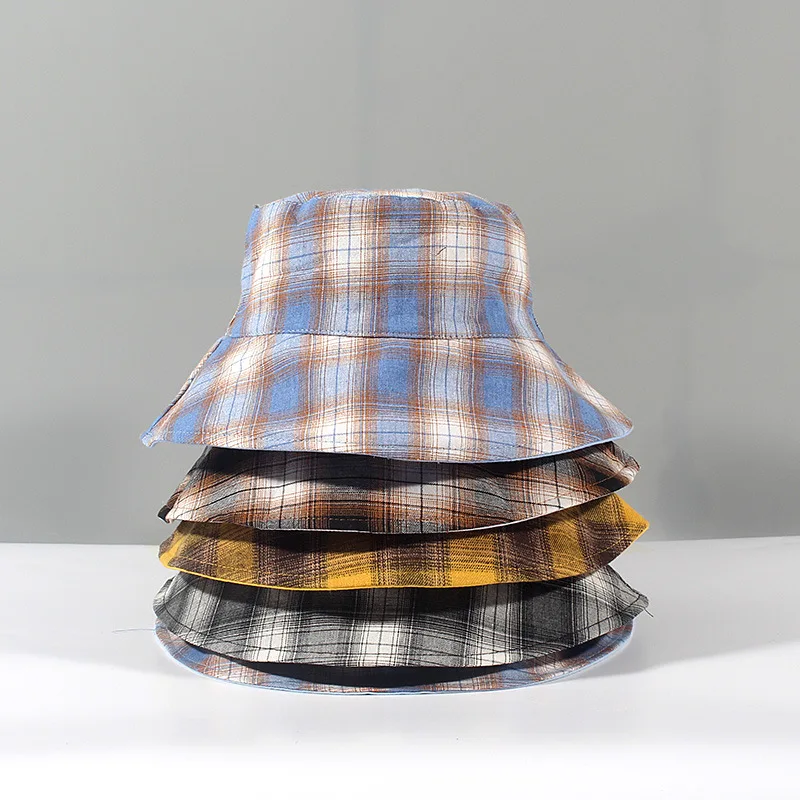 

Панама женская Двусторонняя в клетку, хлопковая, с принтом, Y2K 90s