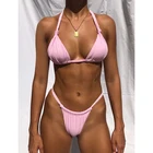 Бикини MYTENG женское бразильское, пикантные стринги с чашками пуш-ап, однотонная пляжная одежда с узлом, бандажный купальник с открытой спиной, 2021