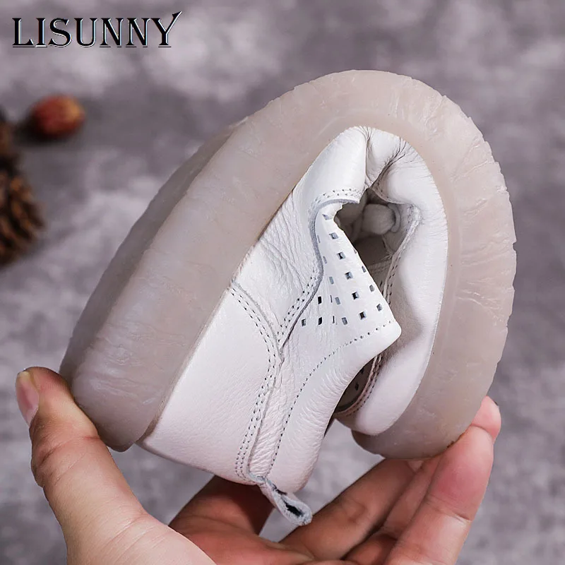 LISUNNY 2021 женские туфли на плоской подошве летние дышащие повседневные с вырезом