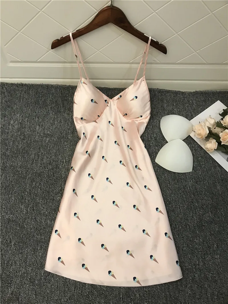 Женское атласное ночное белье сексуальная ночная рубашка с открытой спиной и