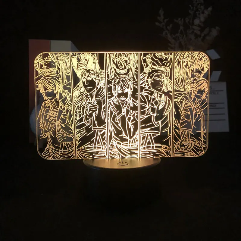 

3D Night Light Bluetooth Control for Bright Base 7 Color with Remote Japanese Anime Attack on Titan Projector Decoration Kids