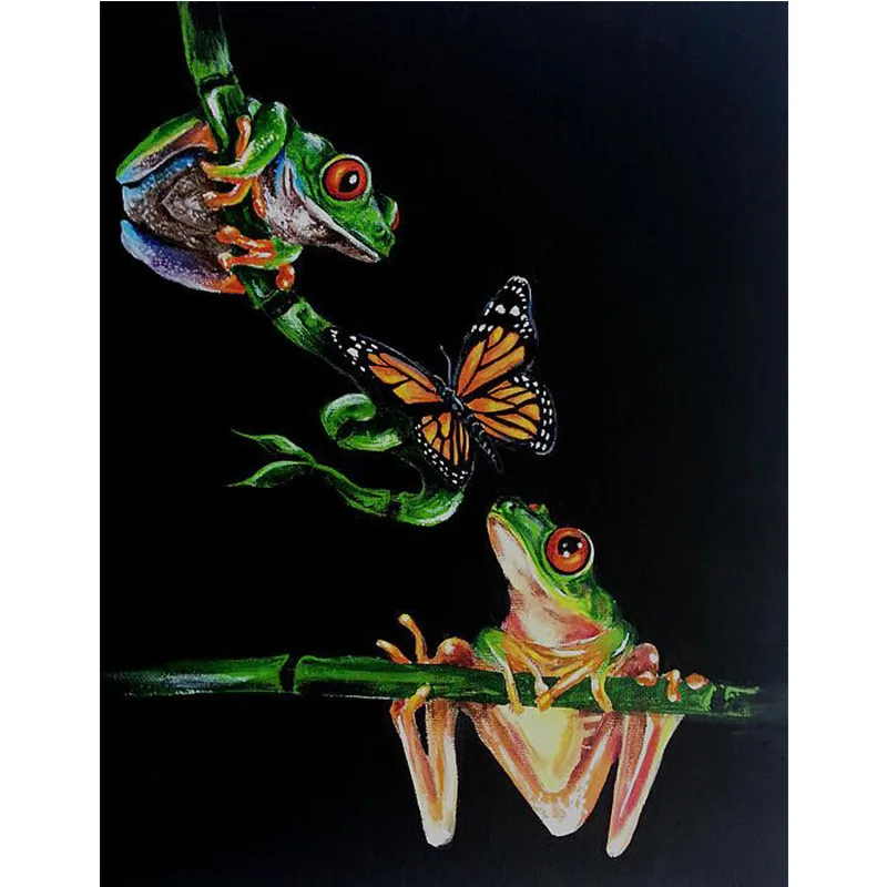 

Diamond Painting Frog Butterfly Cross Stitch Kit Full Square Round Diamond Embroidery Animal Rhinestone Pictures Home Decor Gift