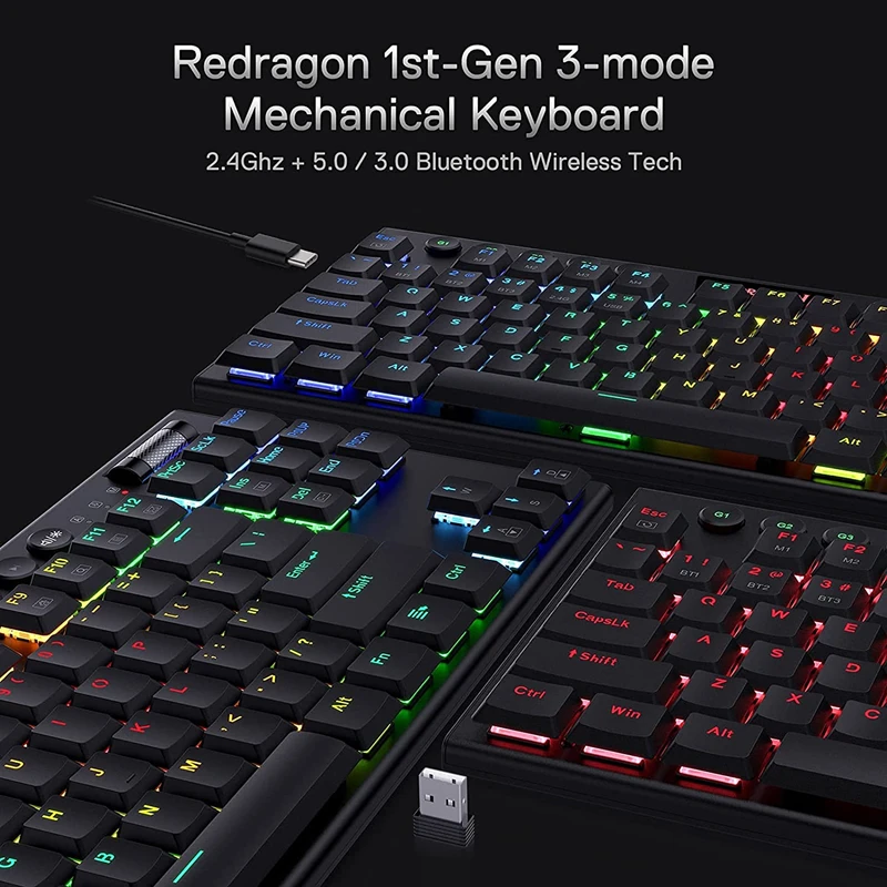 Беспроводная механическая клавиатура Redragon K621 Horus 5 0 BT/2 4 ГГц/Проводная
