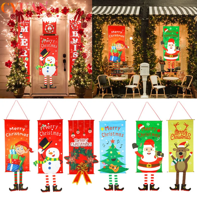 

Outdoor Christmas Decorations for Home Porch Signs Door Banner Hanging Ornament Merry Christmas Navidad Natal New Year 2021 Gift