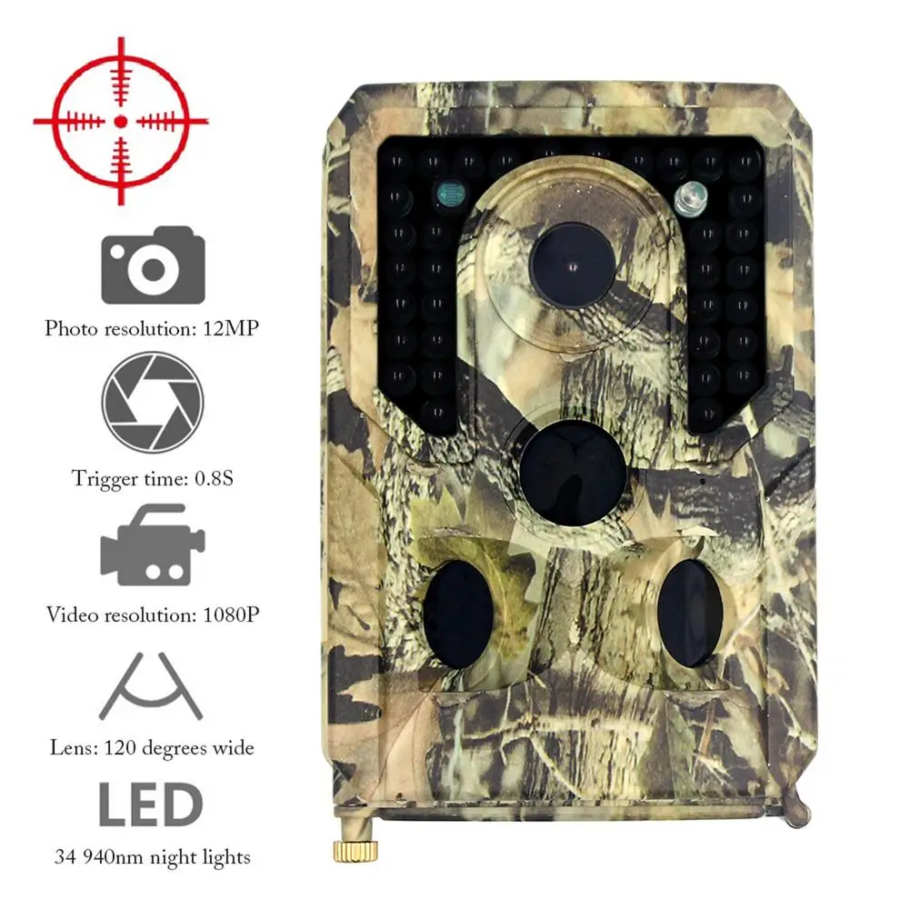 

Trail Hunting Camera 12MP 940nm IR LED Night Vision Wild Surveillance Wildlife Scouting Camera IP56 Waterproof Photo Traps Track