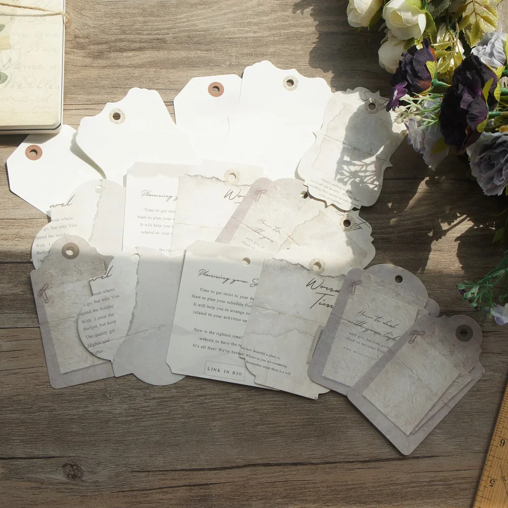Бумажные бирки большого размера 16 шт. белые старые файлы смешанные стильные