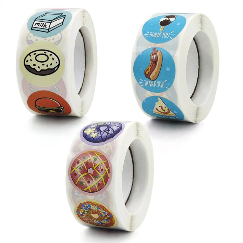 

500PCS Baking Series Children Adhesive Labels Thank You Stickers Seal Paper Scrapbooking Stationery Supplies for Kids