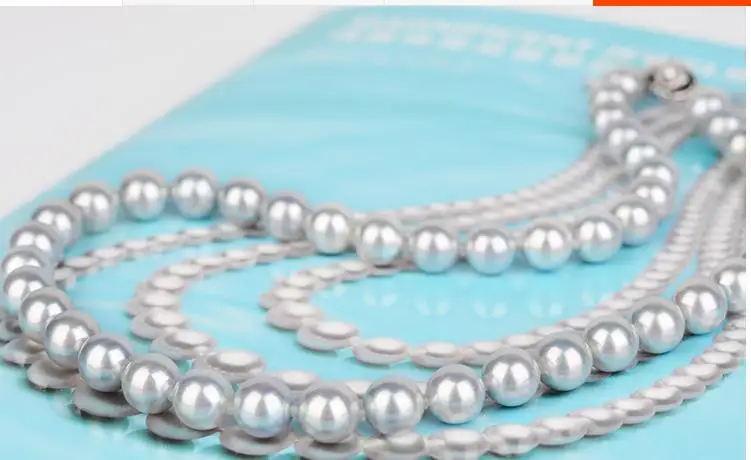 Великолепное круглое серебристо-серое жемчужное ожерелье с южным морем 9-10 мм 18