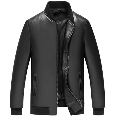 

MESHARE Men New Genuine Real Sheep Leather Jacket H85