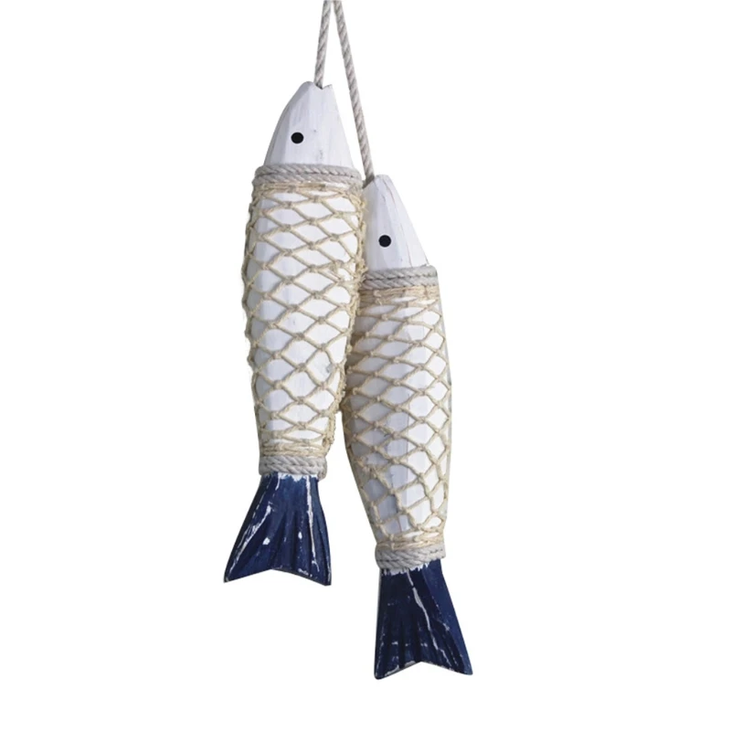 

Hanging Wooden Nautical Fish Decoration, Wall Decorated Door Hanging Beach Theme H3CC