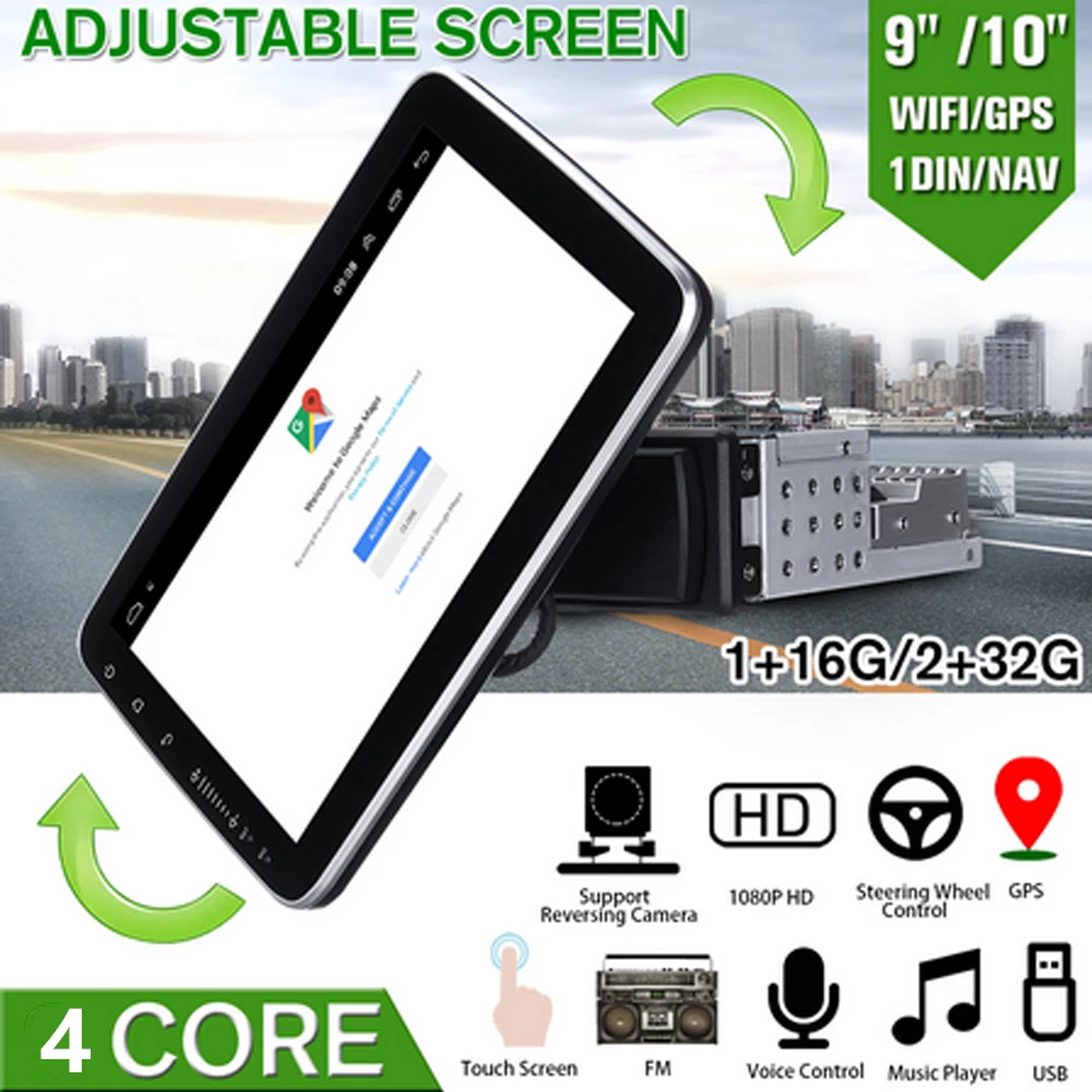 Автомобильный мультимедийный плеер 1 Din 9/10 дюймов 4 ядра стерео для Android с