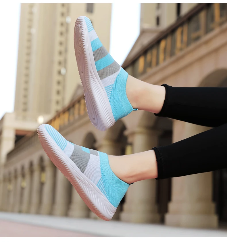Европейские 42 носки кроссовки женские осень весна легкие туфли удобные Joggng обувь на плоской подошве Лоферы вязание женская обувь кроссовки женские