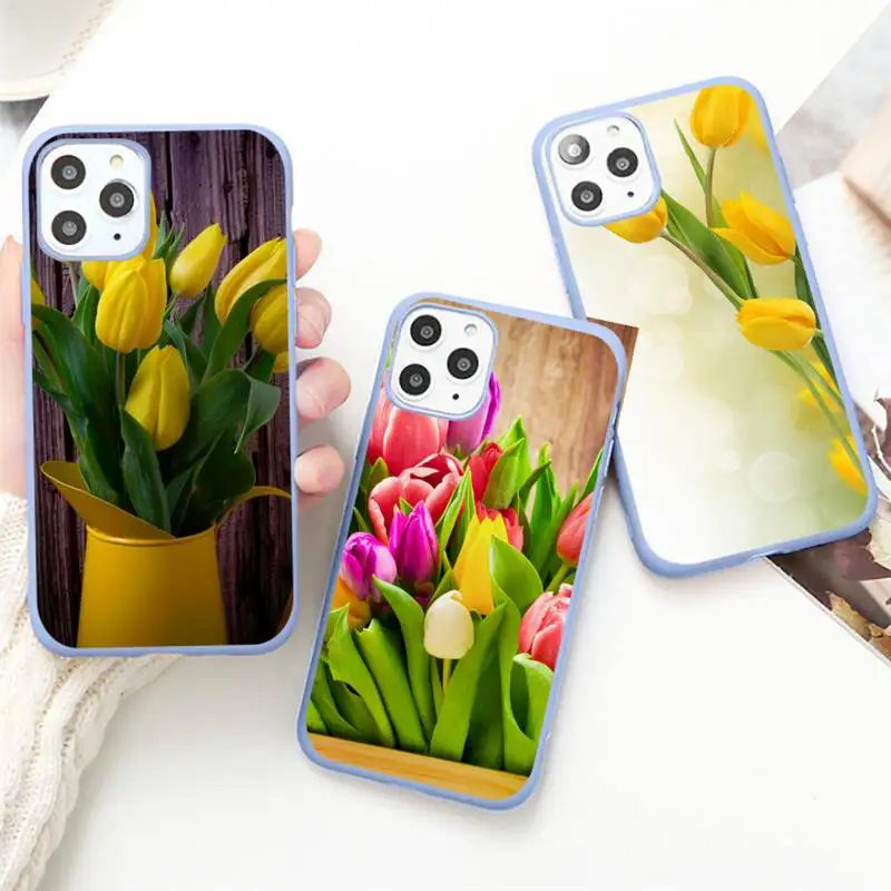 

Tulip flower Phone Case Purple Candy Color for iPhone 11 12 mini pro XS MAX 8 7 6 6S Plus X SE 2020 XR