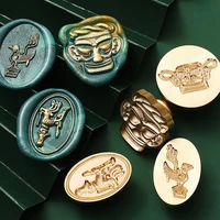 funny bronze mask wax stamp embossed anime fire paint seal chinese mythical character seal copper head diy decoration