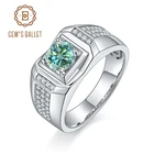 Мужское кольцо с муассанитом, серебро 925 пробы, цвет G 1,0 Ct., 6,5 мм