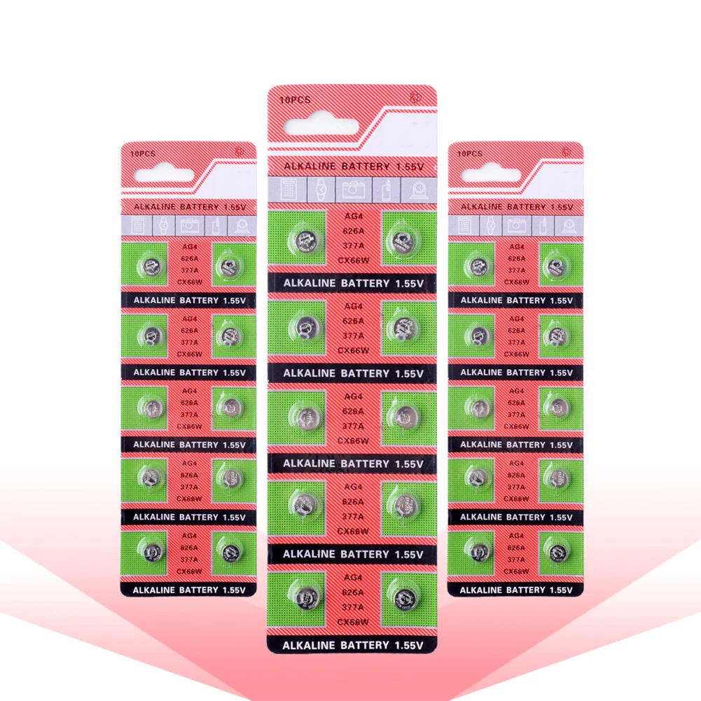 YCDC 40 шт./лот щелочные кнопочные элементы Пиля Ag4 1 55 в батарейки для часов 377 377A AG4 D377