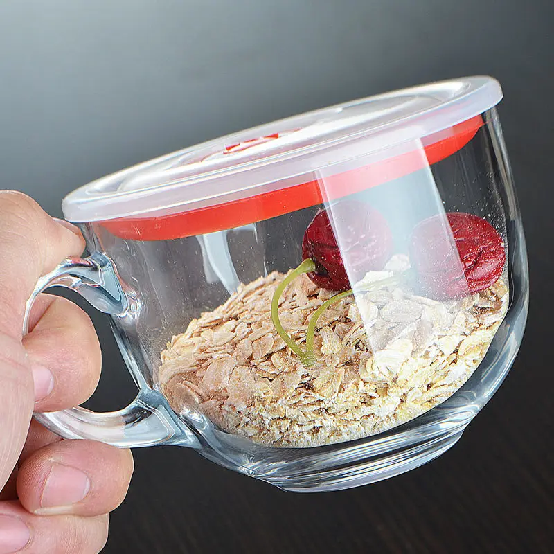 Чашка для овсяной муки чашка хлопьев кружка с большим животом стеклянная