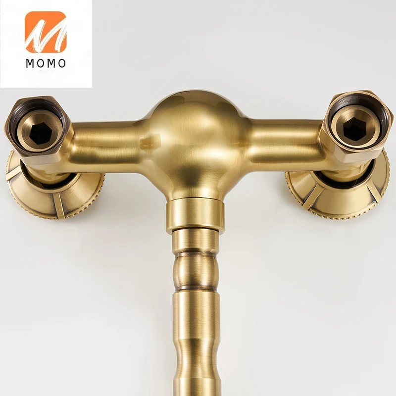 

Antique dual copper brushed gold brass kitchen sink taps faucets