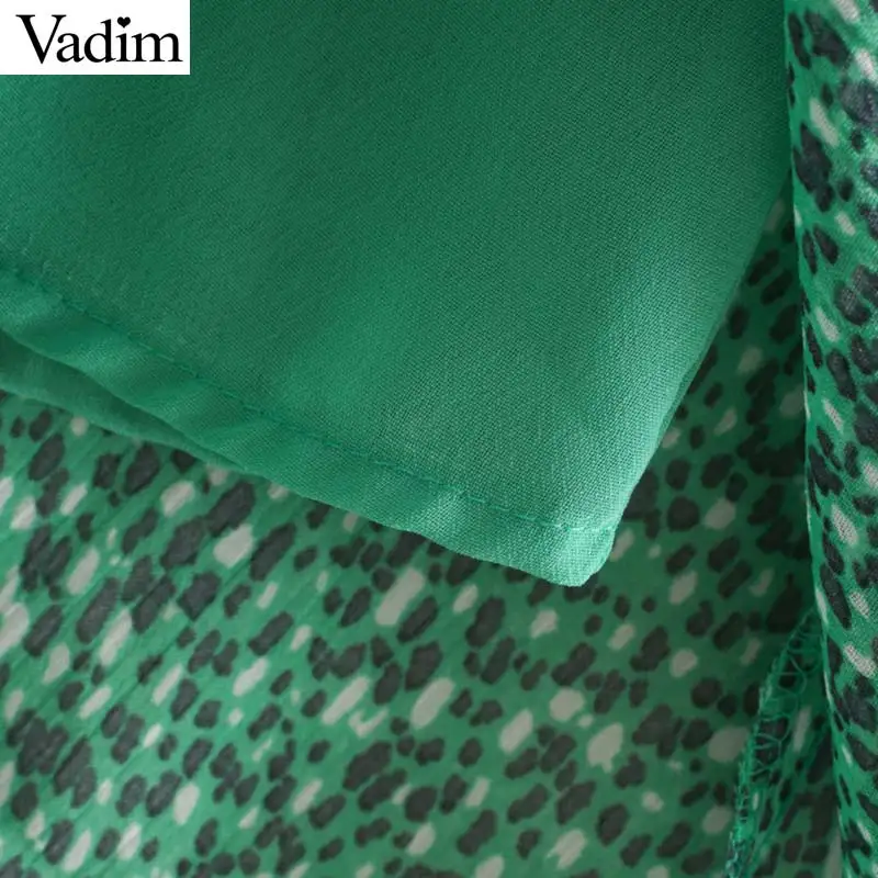 Женское шифоновое платье миди Vadim зеленое до середины икры с асимметричным