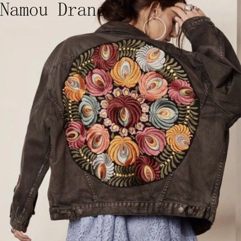 В винтажном стиле с цветочной вышивкой джинсовая куртка Женская обувь в