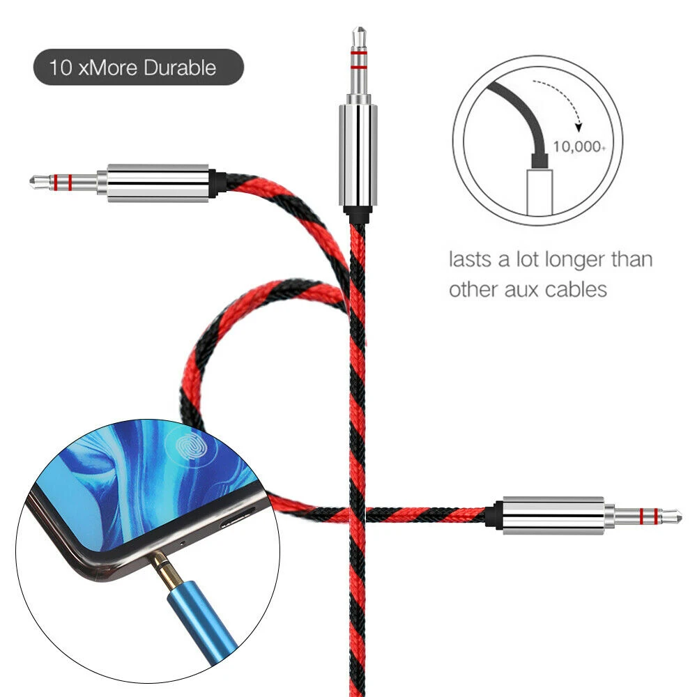 2019 1m Nylon Jack Aux Cable 3.5 mm to 3.5mm Audio Male Gold Plug Car Cord for iphone Samsung xiaomi |