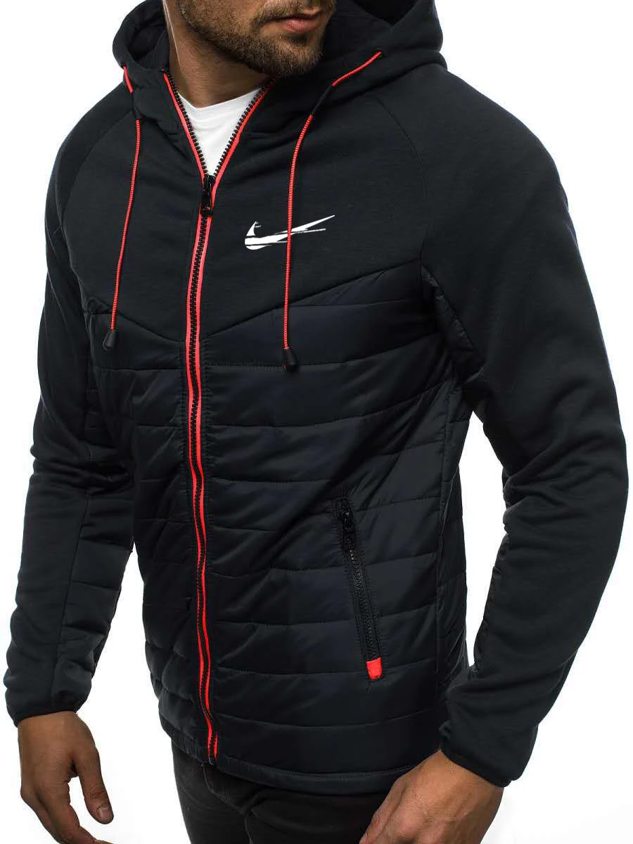 

2021 new men's casual sweater hooded zipper sweater INIKE hooded jacket men's stitching jacket cardigan