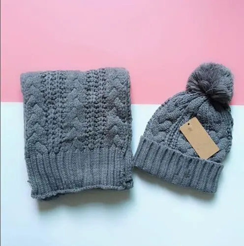 

Women Knit Scarf & Hat 2PC Set Heather Color winter