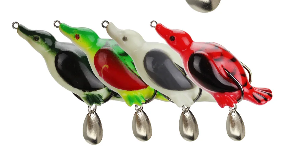 

Fishing Frog Lure Simulation Duck Spinner Spoon Soft Bait Remodel Artificial Lures 7cm/11g Snakehead Black Fish Lot 5 Pieces