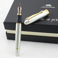 jinhao 450 calligraphy fountain pen bent nib pure silver color writing gift pen for painting office home