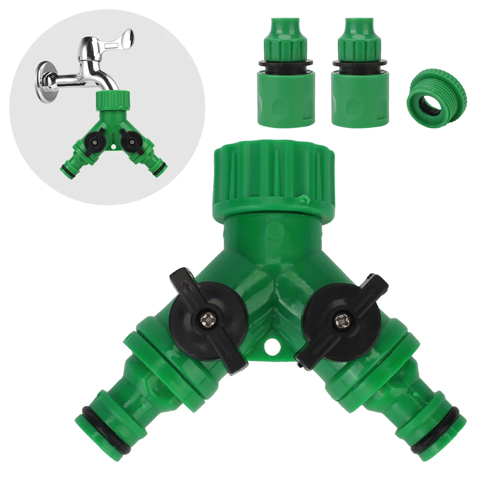 

Y Connector 2-way Valve Adjustable Switch Irrigation System Adapter Garden Water Connectors Tap Water Splitter