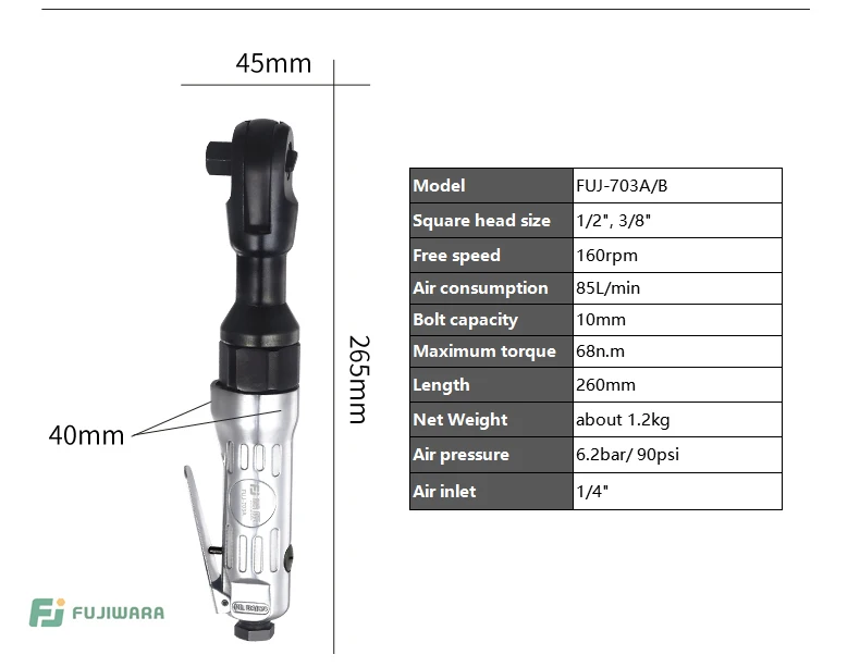Пневматический гайковерт FUJIWARA 1/" 3/8" 68N. M, мощный, мощный, гаечный ключ с высоким крутящим моментом, маленький ветровой пистолет, электроинструменты