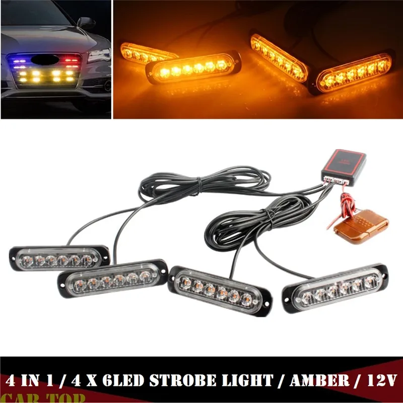 

LED Strobe Wireless Amber Lights Stroboscopes 24LED Strobe Light Car LED 12V Trailer Lights Truck Strobe Light Diode Lamp