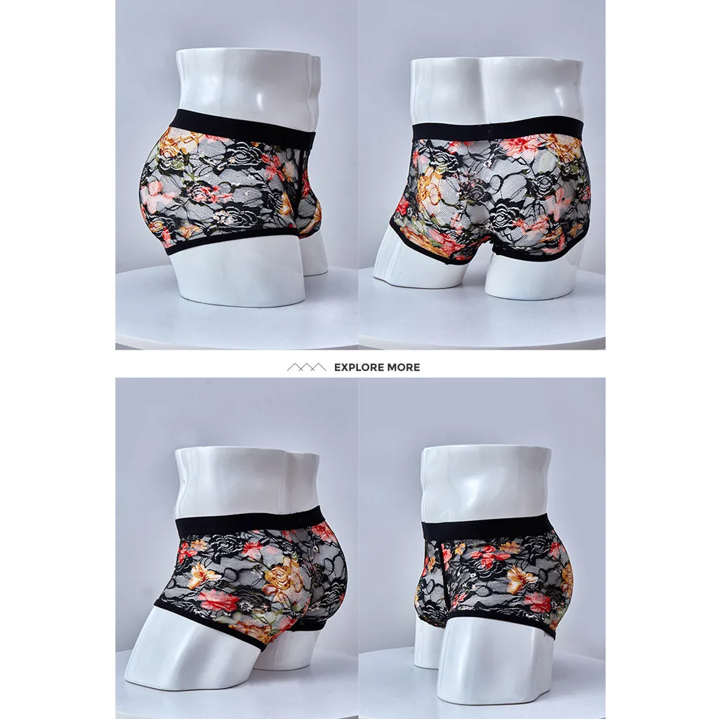 Мужские трусы боксеры с цветочным принтом дышащие тонкие мужские шорты