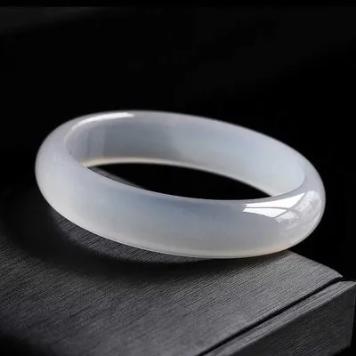 

Натуральный агат халцедон белый 54-62 мм браслет элегантная принцесса ювелирные изделия лучший подарок