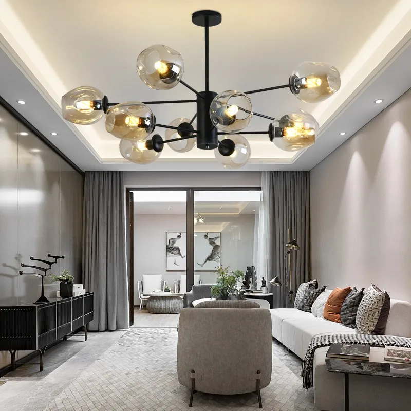 

Modern Retro Led Chandelier Home Luxury Decoration Glass Lamp Creative Living Dining Room Bedroom Indoor Lighting Hanging Lamp
