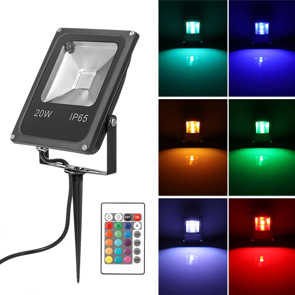Лужайка прожектор светильник 20 Вт RGB светодиодный для лужайки Точечный пульт