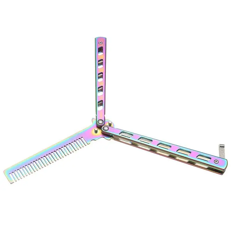 Складная Радужная расческа из нержавеющей стали тренировочный нож бабочка для