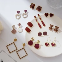 red heart earrings for women geometric tassel earrings womens unique korean fashion jewelry accessories gift new years hot sale