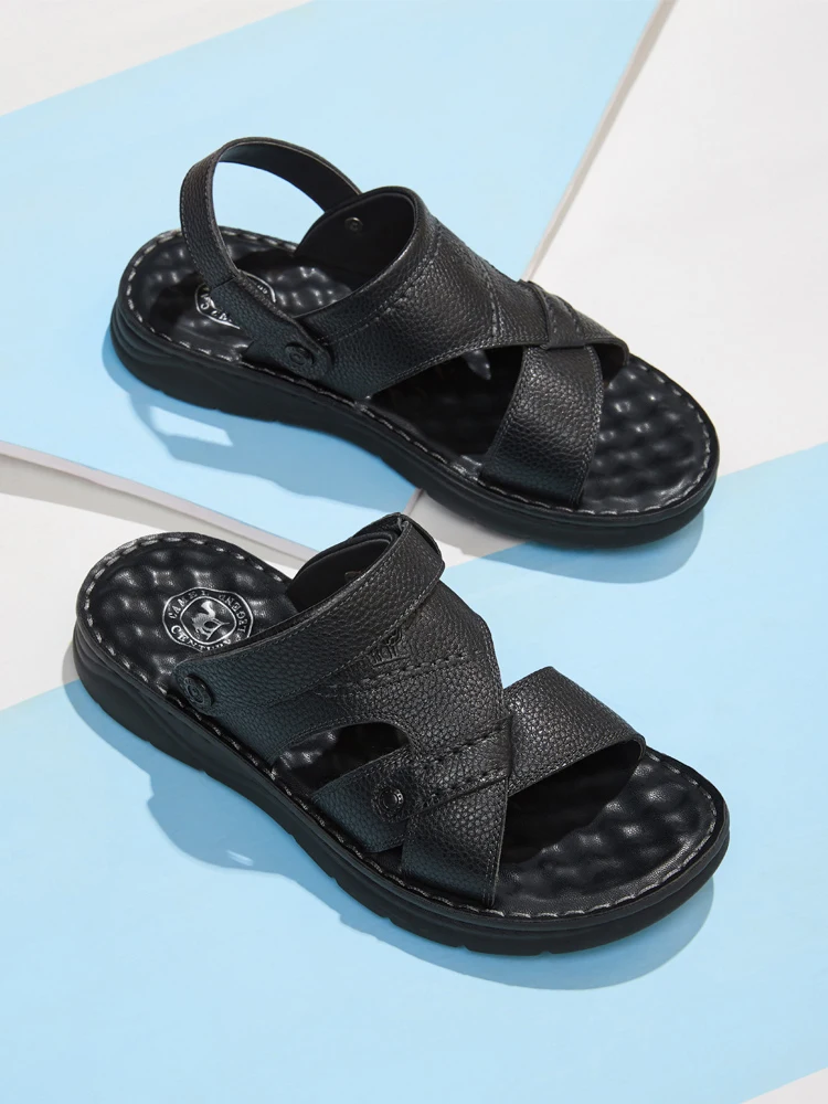 CAMEL модные летние мягкие дышащие уличные мужские сандалии кожаные походные