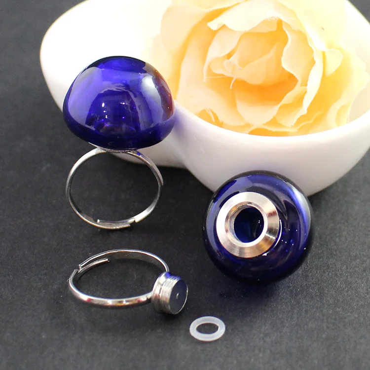 22MM Blue Apple 10 комплектов 20MM винта стекла Глобус кольцо(регулируемая), стеклянный пузырь мяч с бисера крышка украшения подвеска комплект, без верхней петли - Цвет основного камня: 22MM Blue Apple