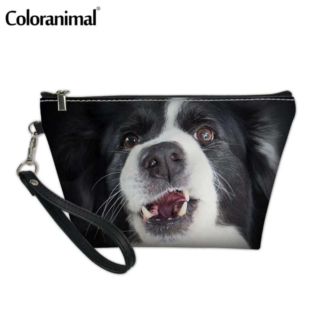 

Coloranimal Ladies Cute Border Collie Print Mini Beauty Case Leather Makeup Organizer Bags Female Cosmetic Case Travel Pouch Hot