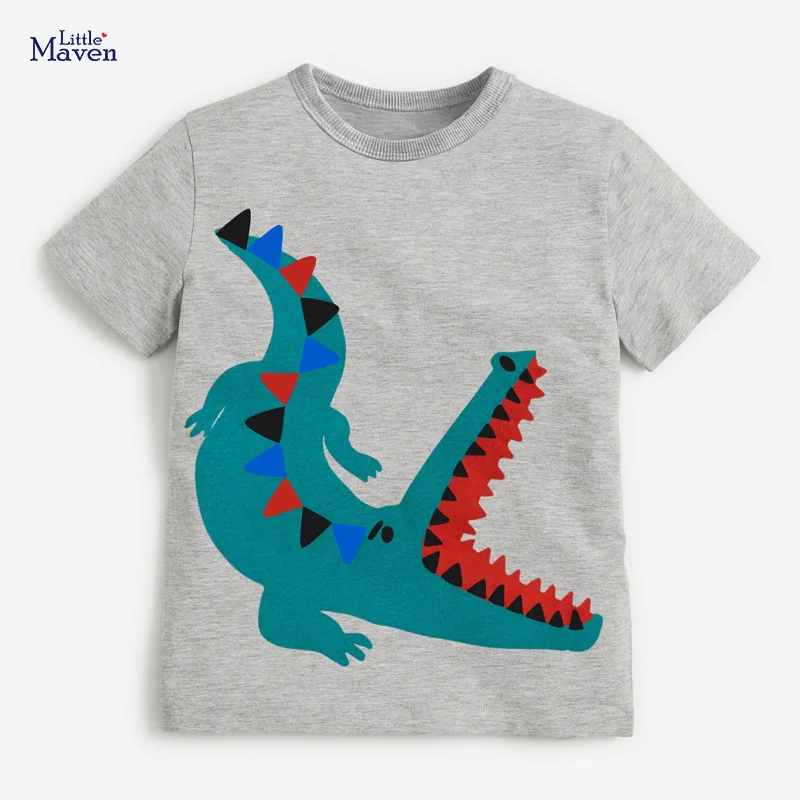 

Little Maven Children Summer Baby Boy Clothes Crocodile Print Tee Tops Brand Animal Cotton Soft Cute T Shirt for Kids 2-7 Years
