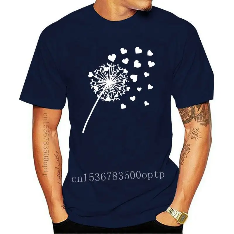

New Plus Size Heart Print Women T Shirts Dandelion White Graphic Tees Summer Short Sleeve Cotton T-shirt Ladies Tops Harajuku Ts