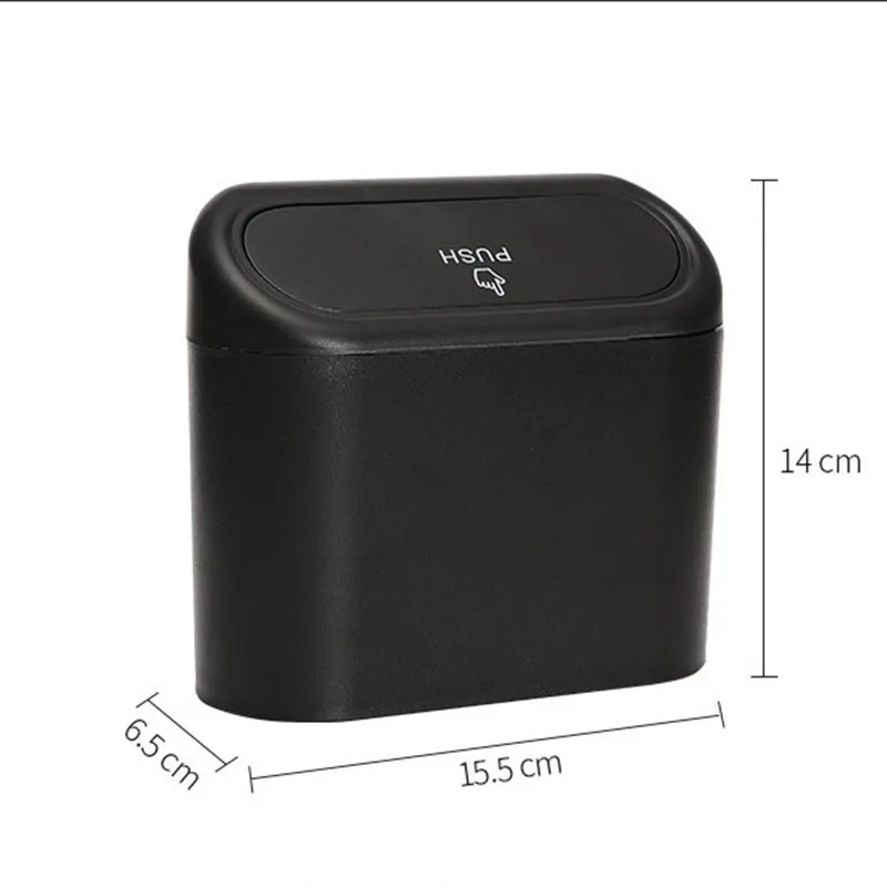 

Car Trash Bin Hanging Vehicle Garbage Dust Case Storage Box Black Abs Square Pressing Type Trash Can Auto Interior Accessories