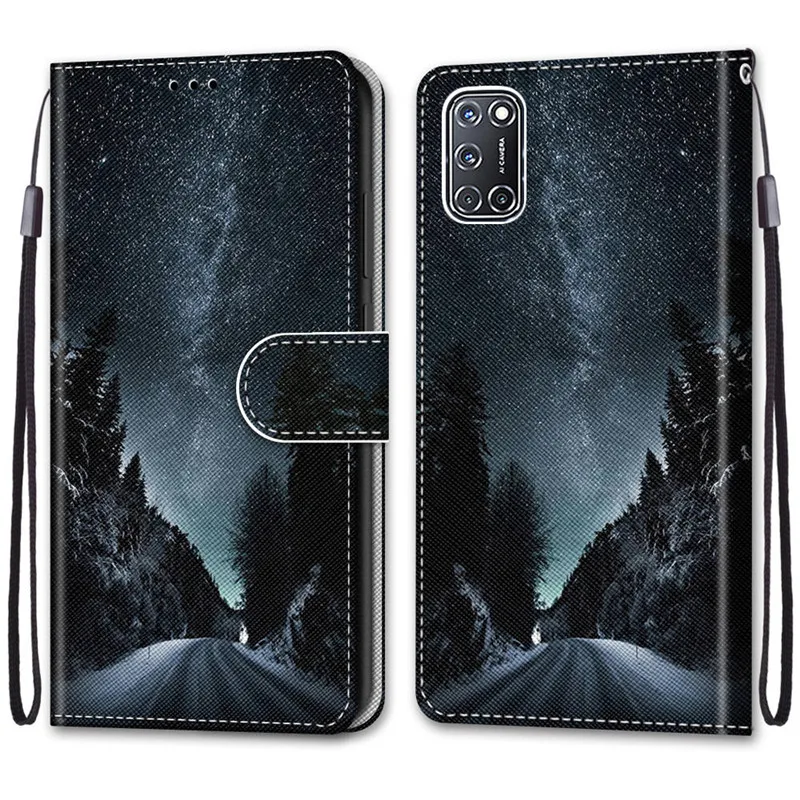 Leather Magnetic Case For OPPO A52 A72 A92 4G Coque OPPOA A 52 92 72 Phone Cover Flip Wallet Painted Funda Etui