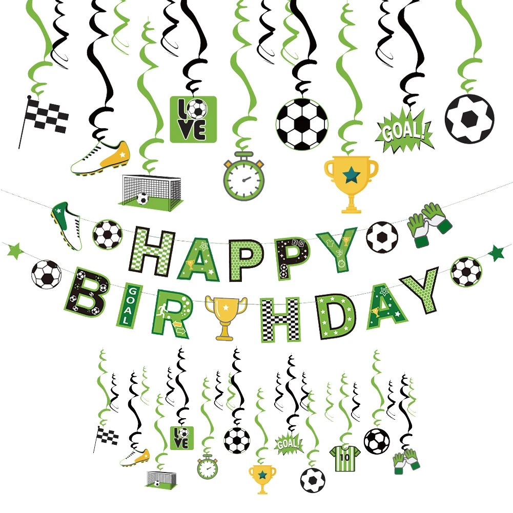 

26pcs Football Birthday Decorations Set Happy Birthday Banner Hanging Swirls Sports Party Kids Boy Favors Baby Shower Supplies