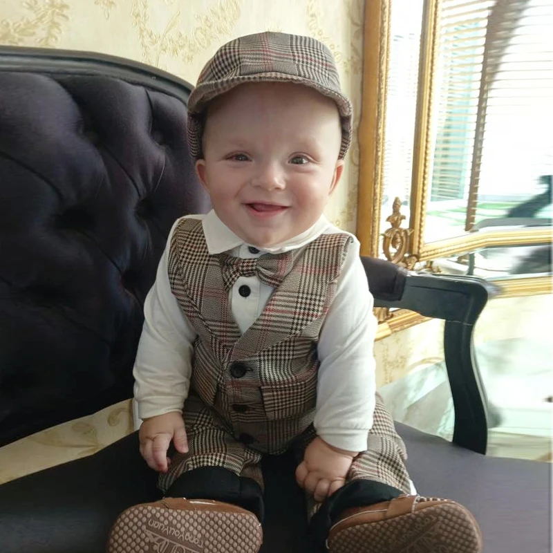 Boy suit Toddler Boys Clothing Set 2021 Spring Baby cotton plaid Kid Clothes Suits 5pcs birthday Party Costume 1 2 3 Year Gift |