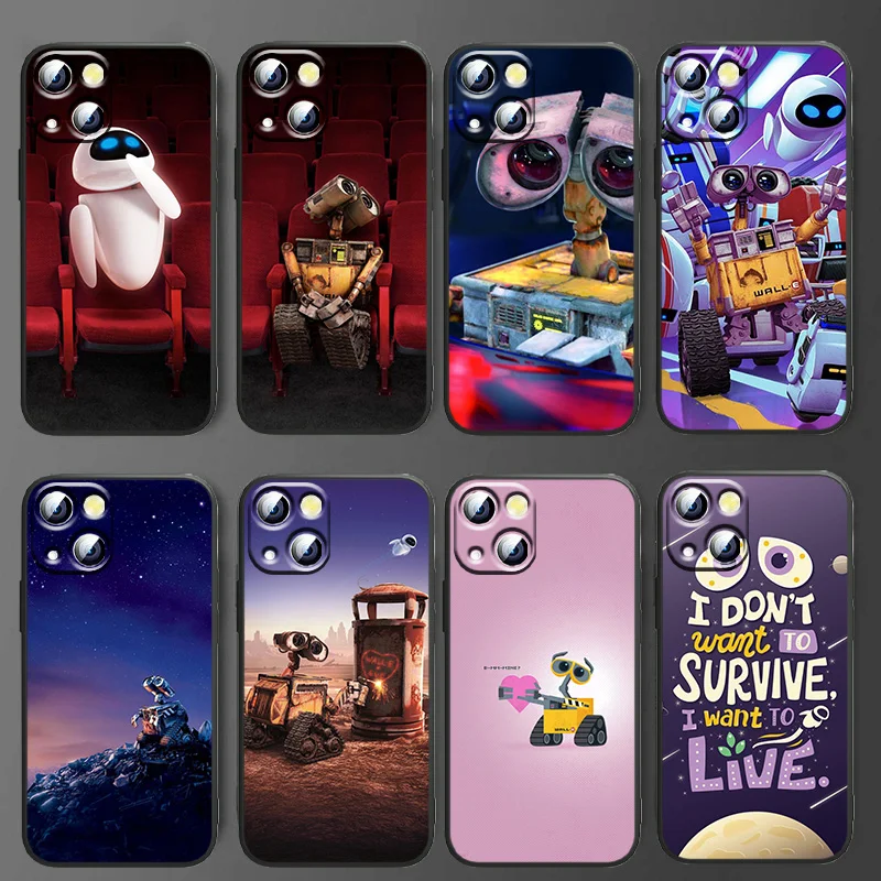 

Disney WALL·E For Apple iPhone11 12 13 Pro Mini X XR XS Max 7 8 Plus Black luxury Silicone Soft Phone Case